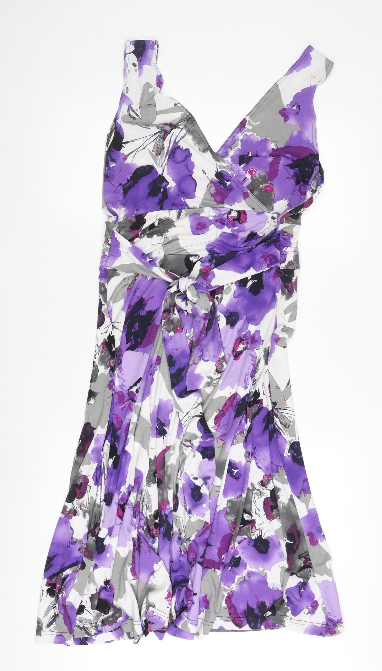 Monaco Women's Floral Wrap Dress, Size 16, Multicoloured