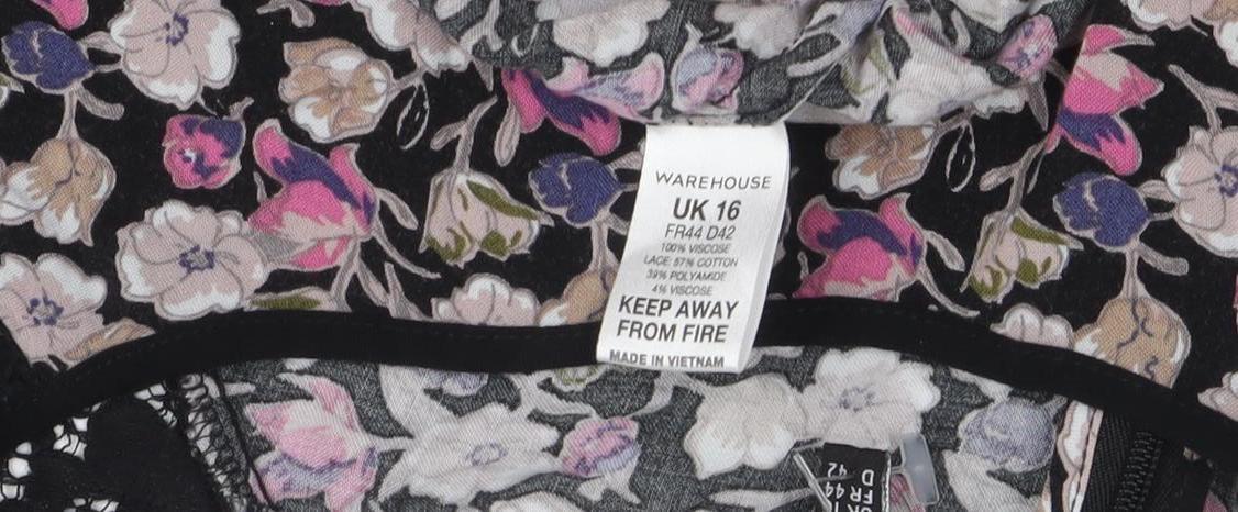 Warehouse Women's Multicoloured Floral A-Line Dress 16