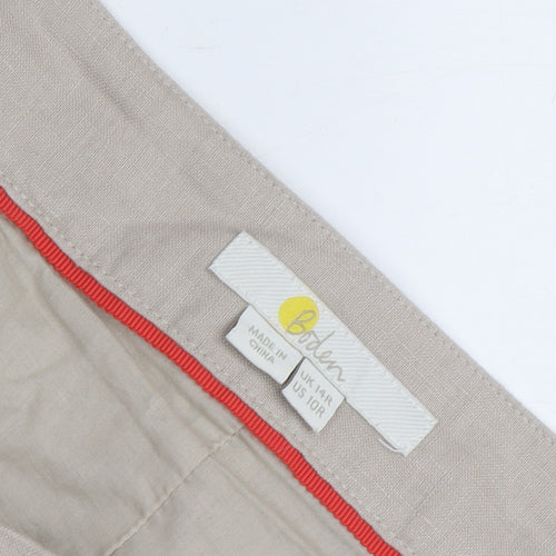 Boden Women's Beige Embroidered A-Line Skirt - Size 14