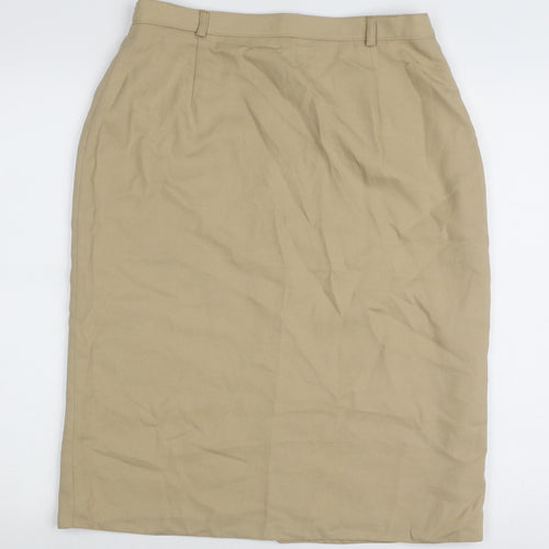 Canda Beige Midi Pencil Skirt 14 Unisex Elastic Waist