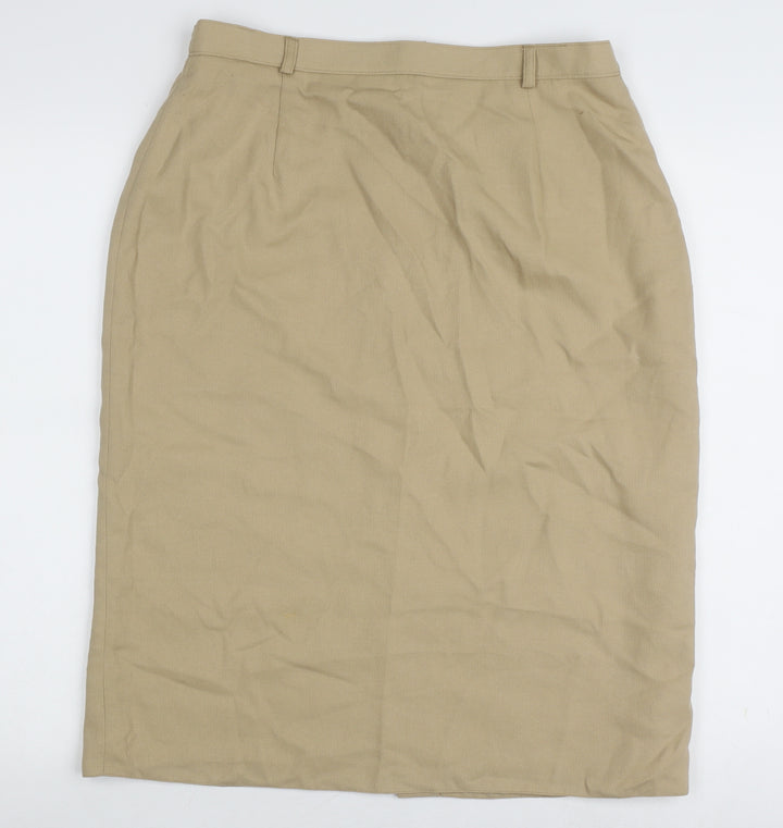 Canda Beige Midi Pencil Skirt 14 Unisex Elastic Waist