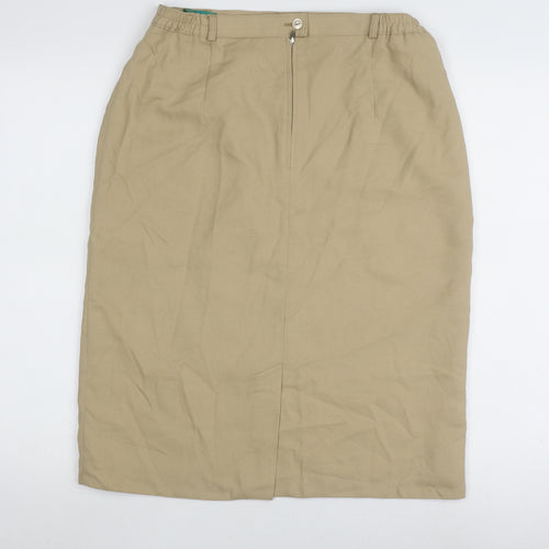 Canda Beige Midi Pencil Skirt 14 Unisex Elastic Waist