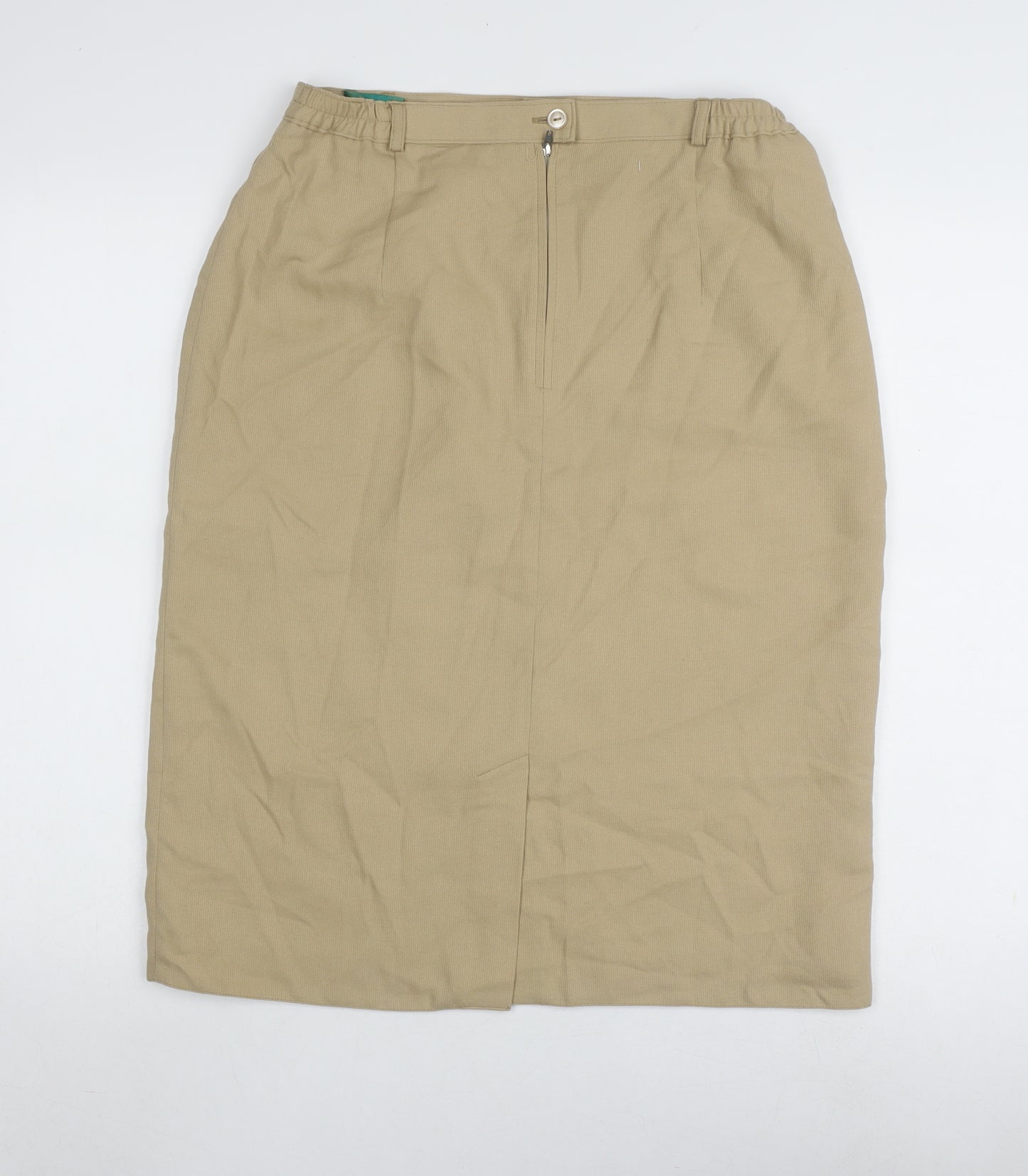 Canda Beige Midi Pencil Skirt 14 Unisex Elastic Waist