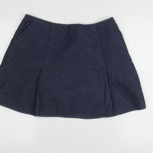 Jack Wills Women's Blue Quilted A-Line Skirt, Size 10