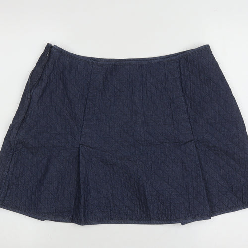 Jack Wills Women's Blue Quilted A-Line Skirt, Size 10