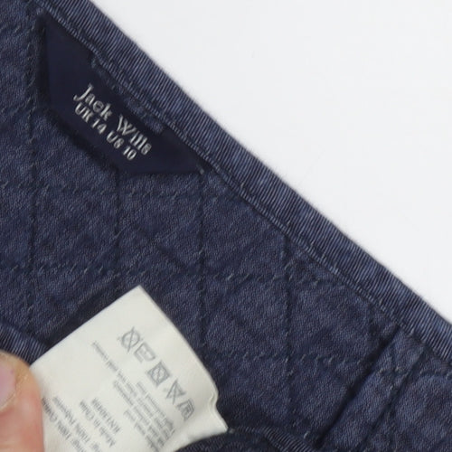 Jack Wills Women's Blue Quilted A-Line Skirt, Size 10
