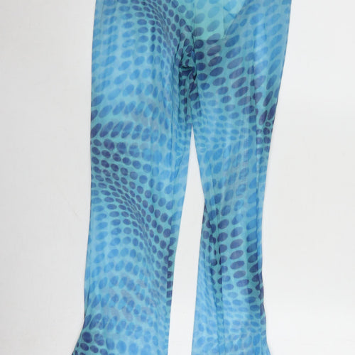 Oh Polly Women’s Blue Geometric Flared Trousers
