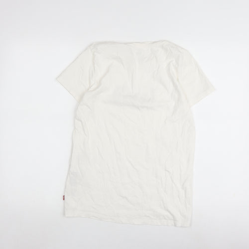 Levi's Women's White T-Shirt Size S Floral Logo