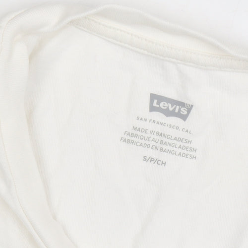 Levi's Women's White T-Shirt Size S Floral Logo