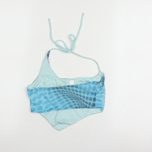Oh Polly Women's Blue Geometric Halter Crop Top