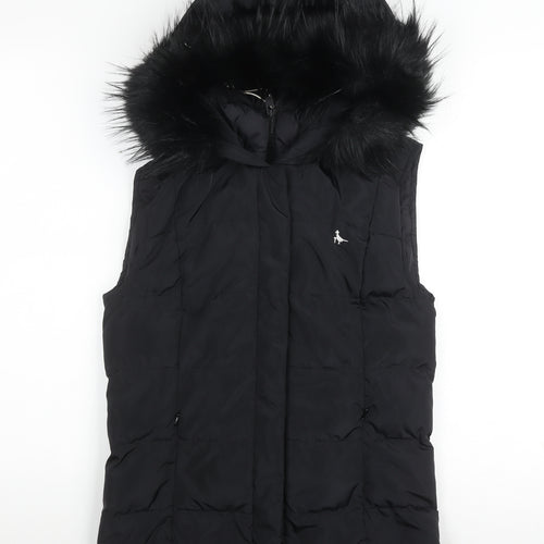Jack Wills Women's Black Puffer Waistcoat, Size 8