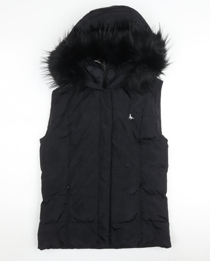 Jack Wills Women's Black Puffer Waistcoat, Size 8