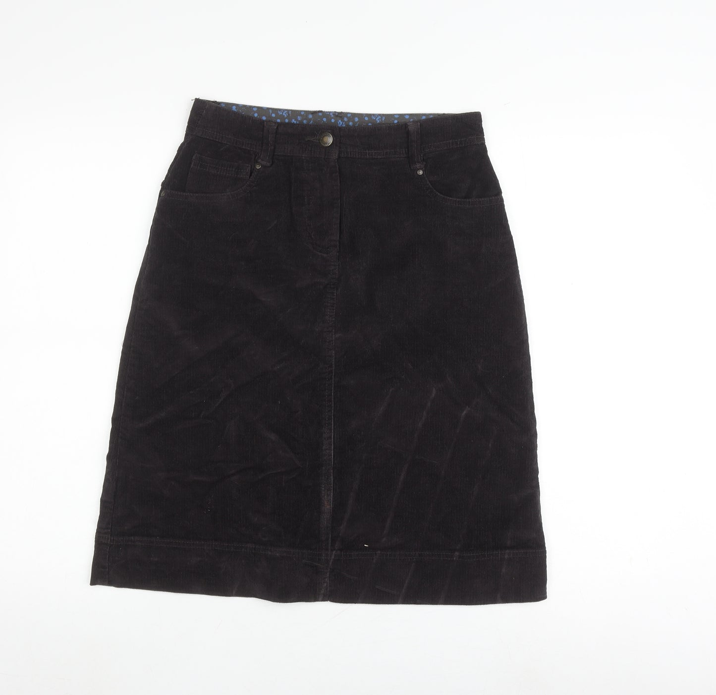 Mandarin Women's Black Corduroy Pencil Skirt with Pockets - Size 8