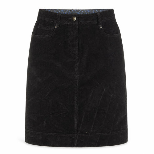Mandarin Women's Black Corduroy Pencil Skirt with Pockets - Size 8