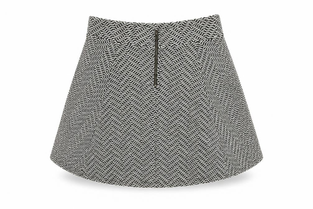 Front view of Superdry Women's Black A-Line Skirt, UK 10, Geometric