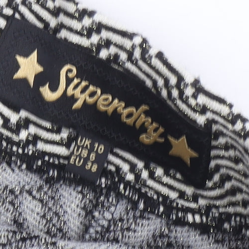 Superdry Women's Black A-Line Skirt, UK 10, Geometric