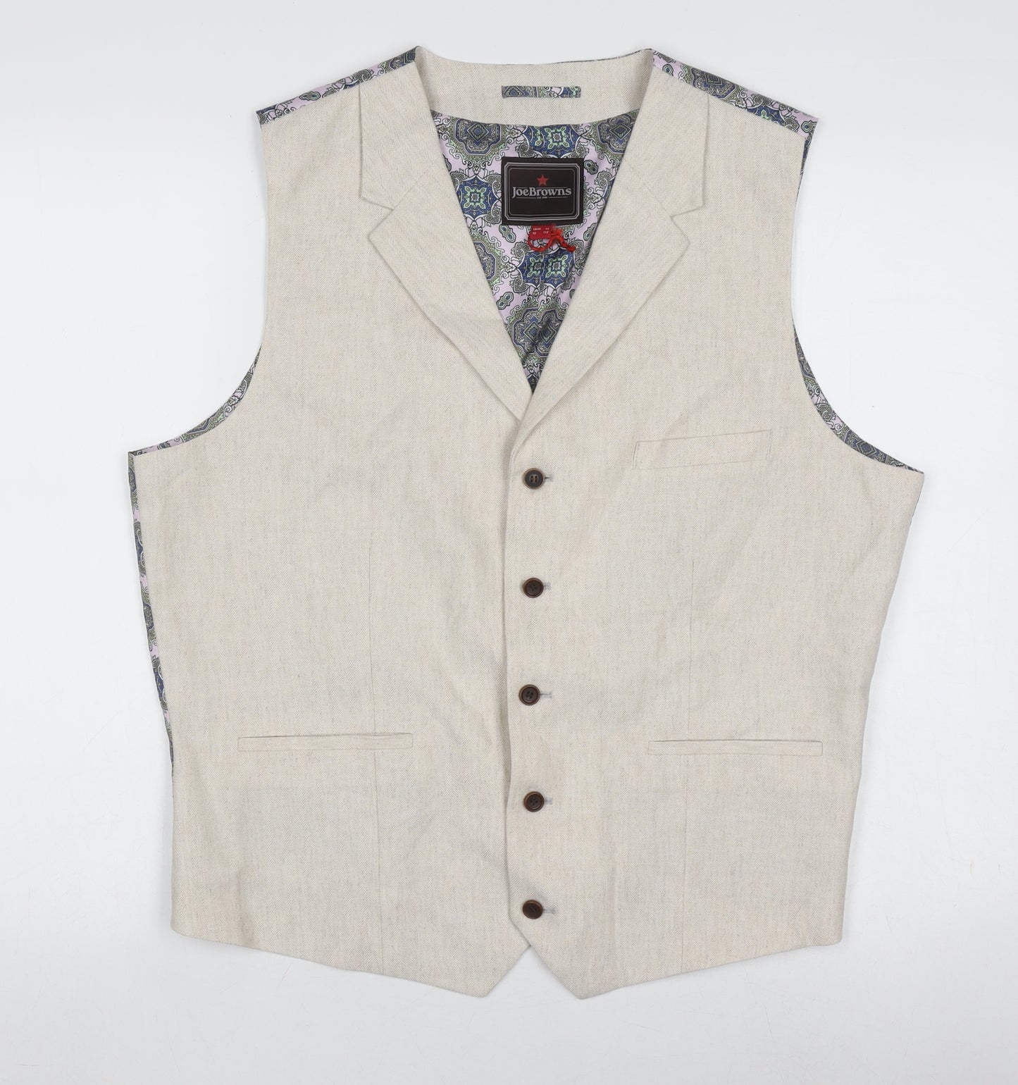 Joe Browns Men's Beige Linen Waistcoat 44 New