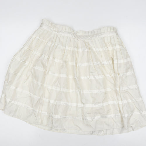Reiss Women's Ivory Pleated Silk Skirt Size 6