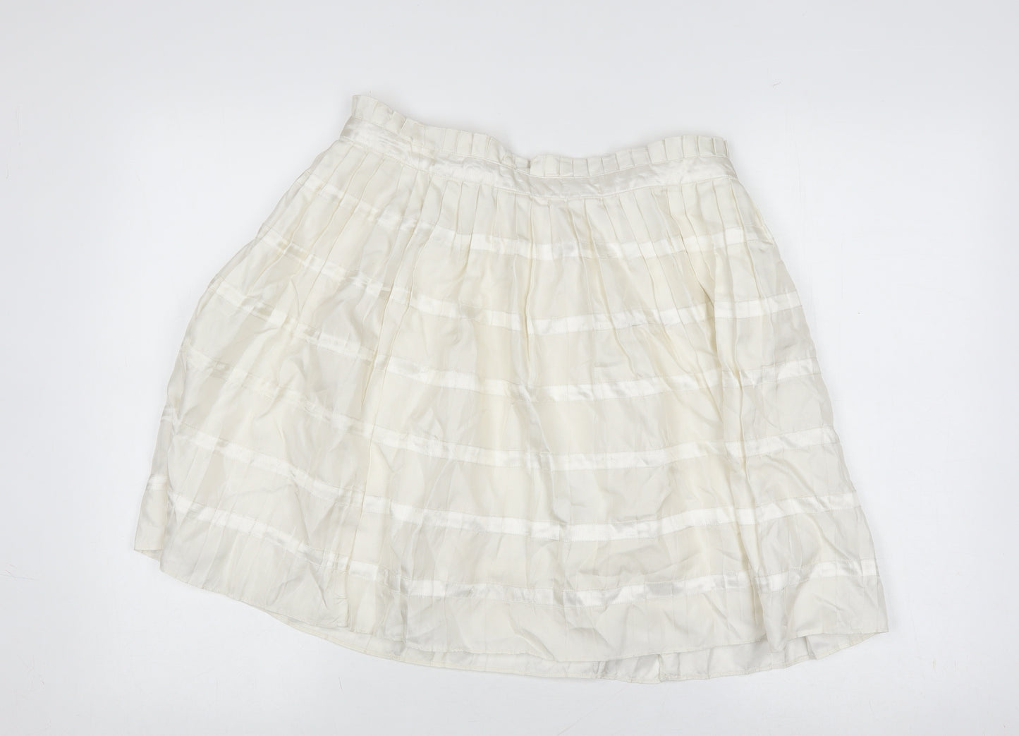 Reiss Women's Ivory Pleated Silk Skirt Size 6