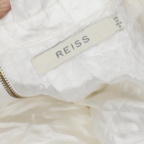 Reiss Women's Ivory Pleated Silk Skirt Size 6