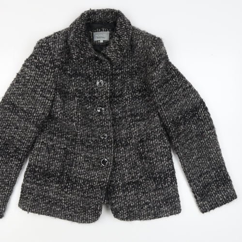 Marks and Spencer Women's Black Tweed Coat Size 12