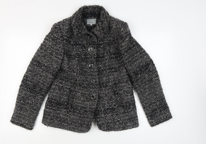 Marks and Spencer Women's Black Tweed Coat Size 12