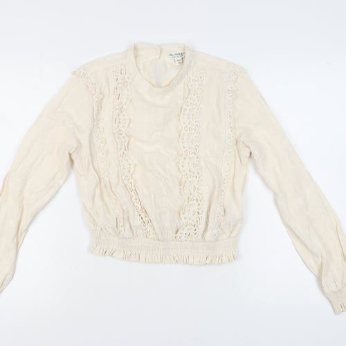 Miss Selfridge Ivory Lace Long Sleeve Blouse, Size 10