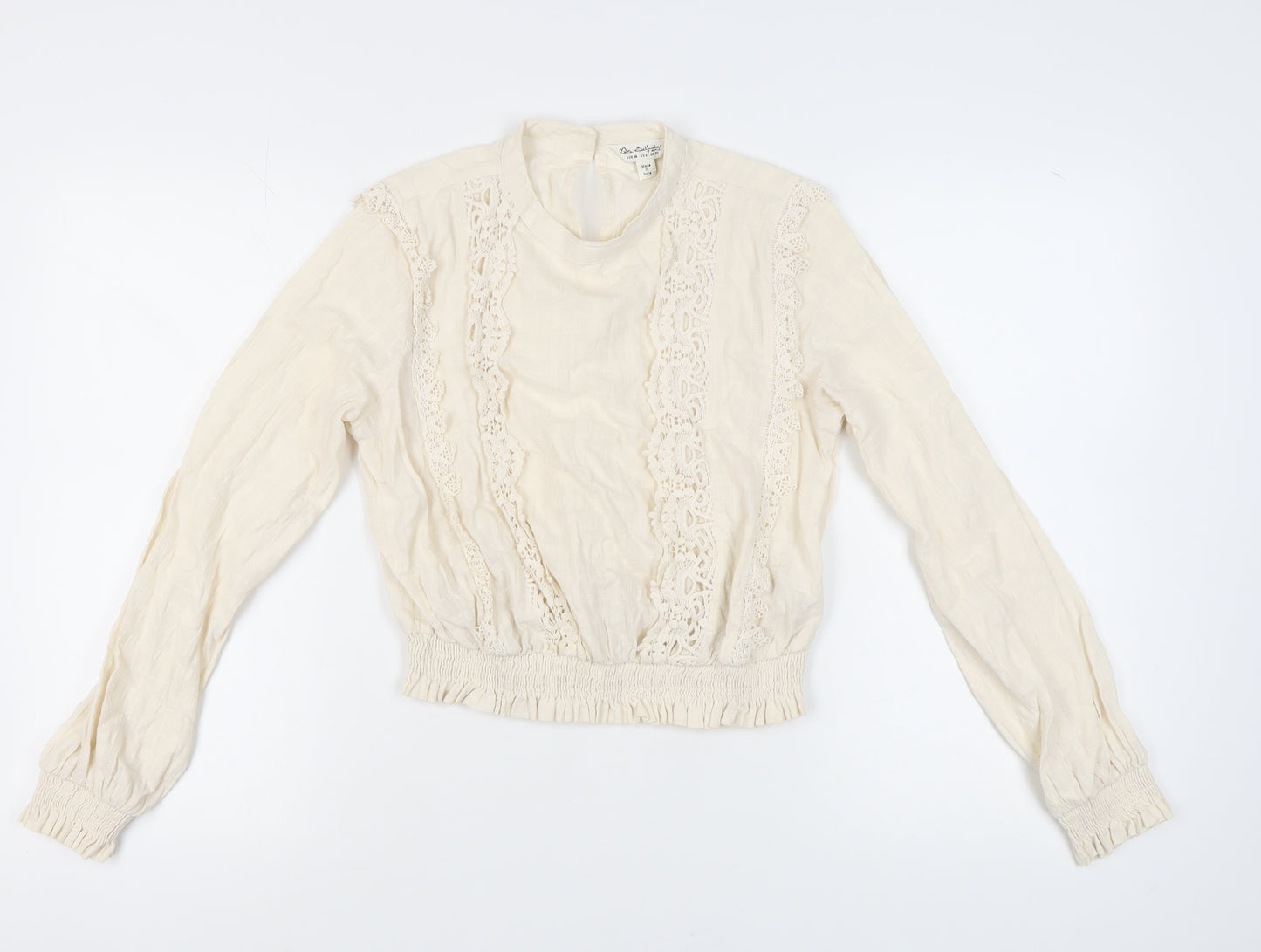 Miss Selfridge Ivory Lace Long Sleeve Blouse, Size 10