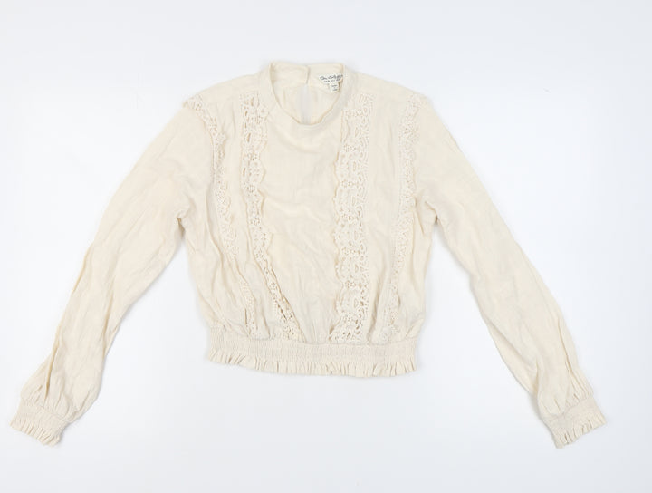 Miss Selfridge Ivory Lace Long Sleeve Blouse, Size 10