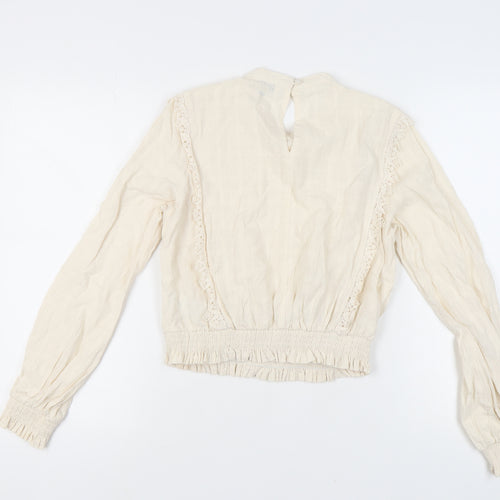 Miss Selfridge Ivory Lace Long Sleeve Blouse, Size 10