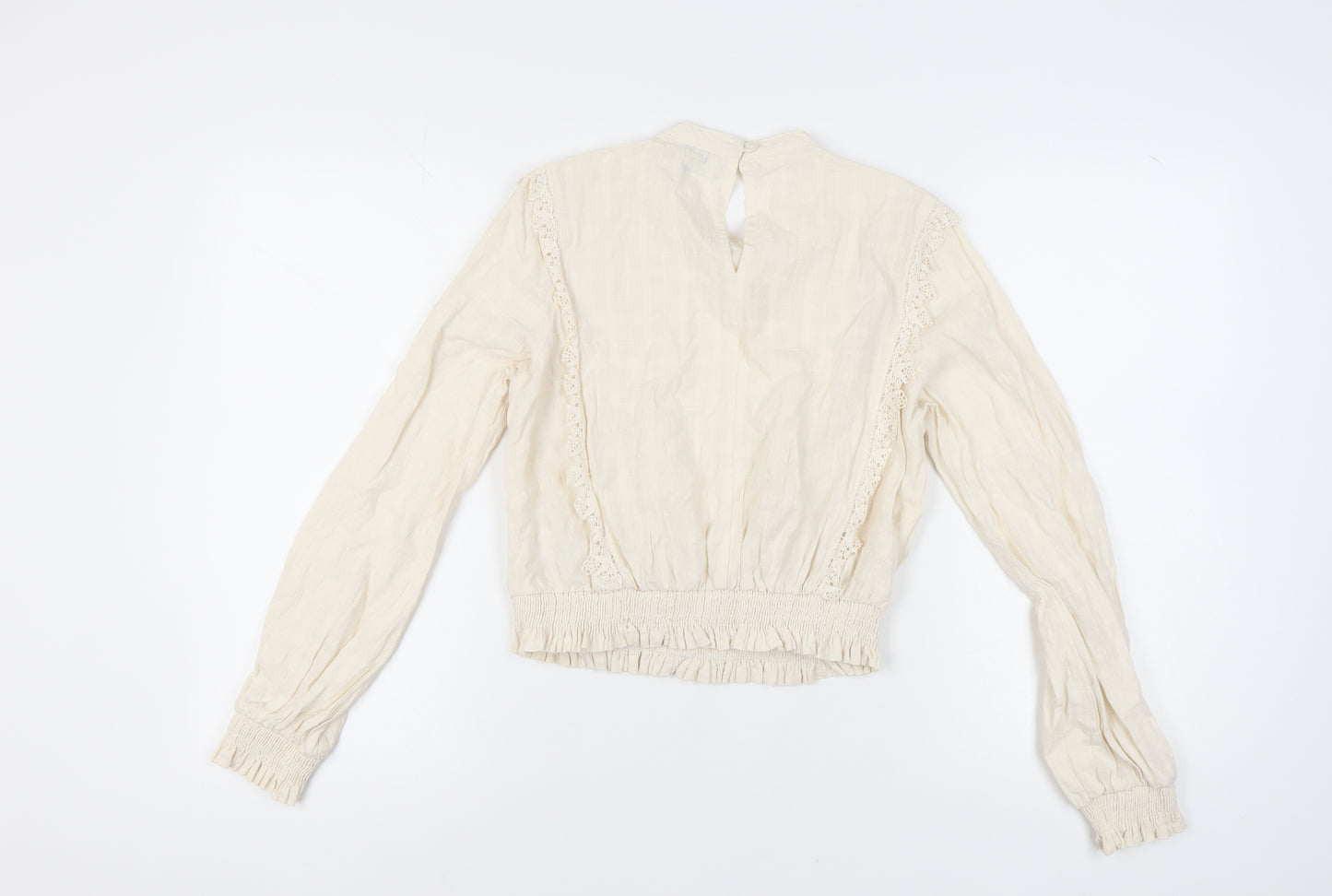 Miss Selfridge Ivory Lace Long Sleeve Blouse, Size 10