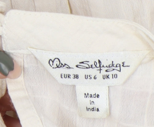 Miss Selfridge Ivory Lace Long Sleeve Blouse, Size 10