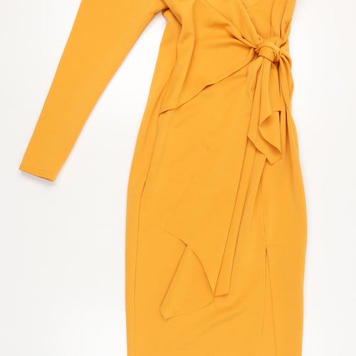 ASOS DESIGN Women's Yellow Off-Shoulder Dress Size 12