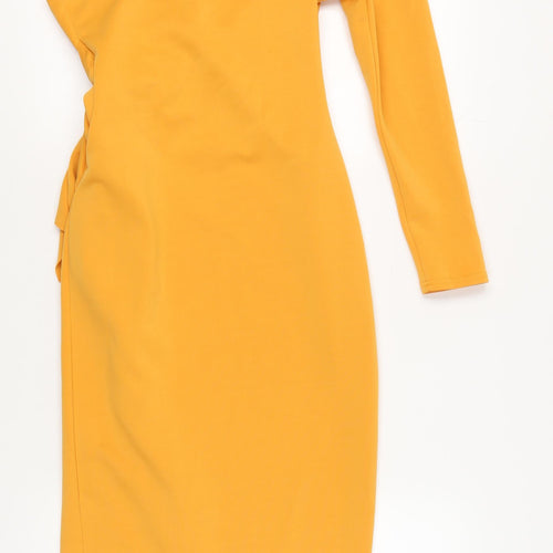 ASOS DESIGN Women's Yellow Off-Shoulder Dress Size 12