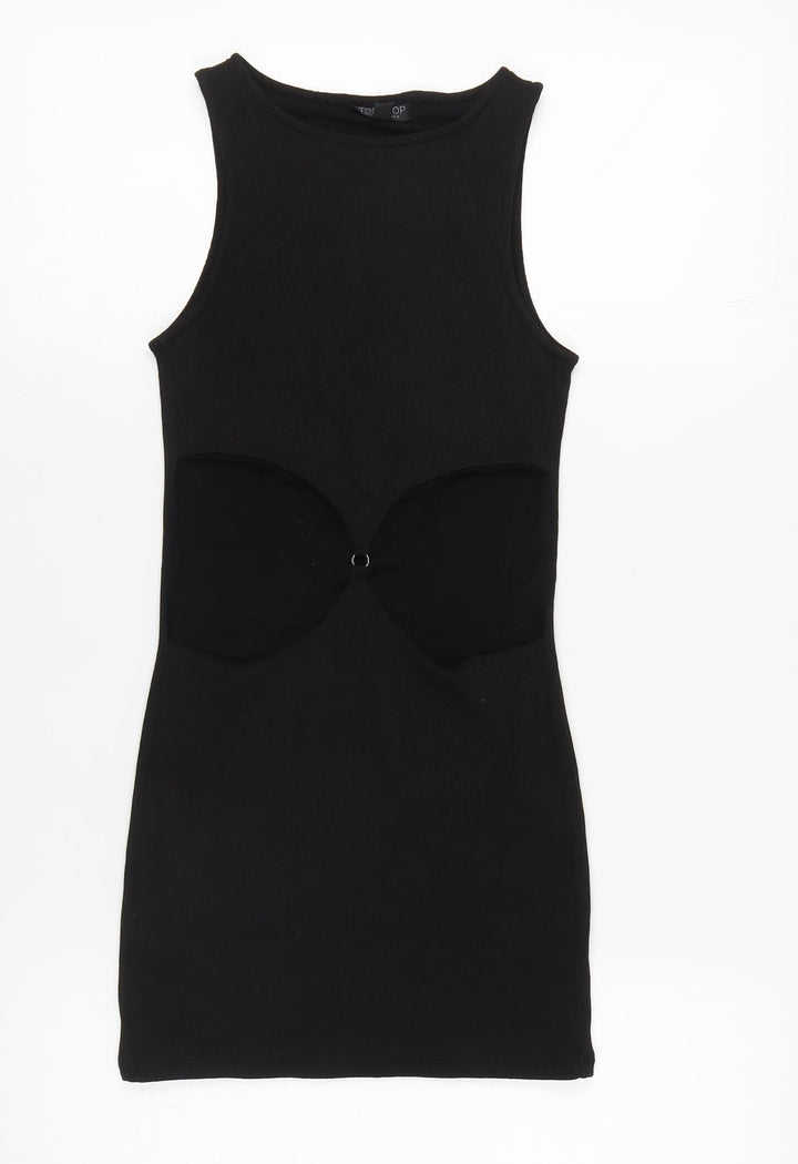 Topshop Women's Black Bodycon Mini Dress Size 8