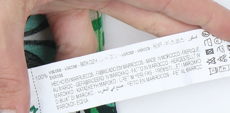 Zara Women's Green Geometric Long Sleeve Blouse