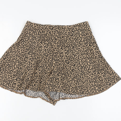 New Look Women's Beige Animal Print Culotte Shorts Size 8