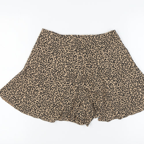 New Look Women's Beige Animal Print Culotte Shorts Size 8