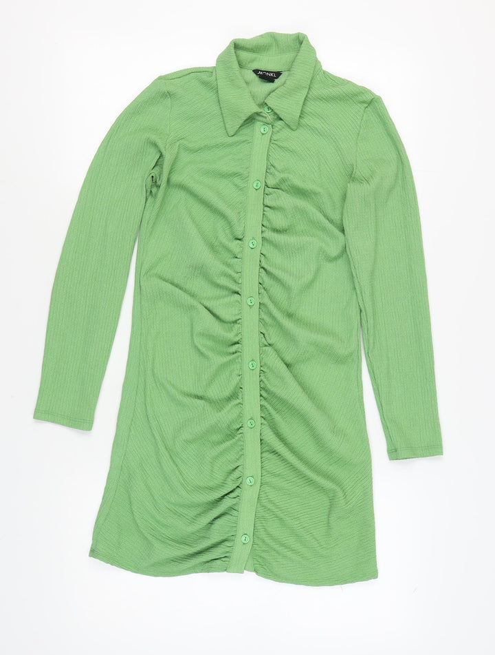 Monki Green Shirt Dress for Women, Size 12