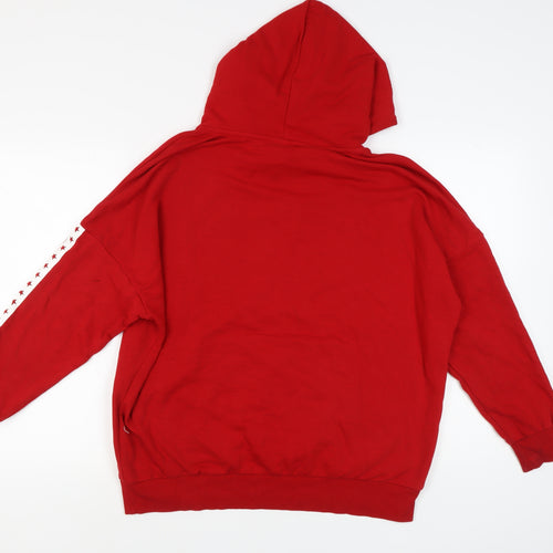 H&M Unisex Red Pullover Hoodie, M, Graphic Print