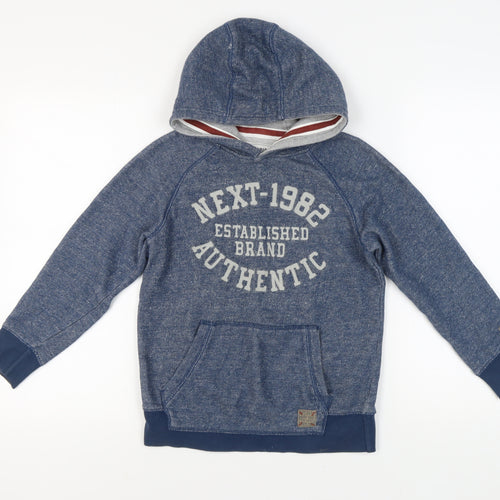 Next Boys Blue Pullover Hoodie, 9 Years, Logo Accent