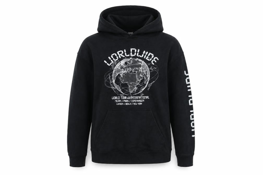 Front view of PRETTYLITTLETHING Women's Black XS Graphic Hoodie