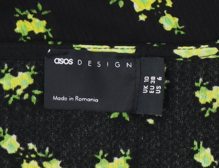 ASOS DESIGN Women's Black Floral Dress Size 10
