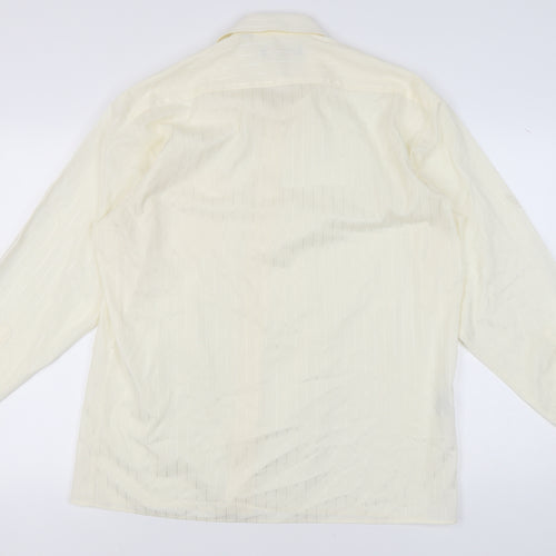 Peter England Men's Ivory Striped Dress Shirt L