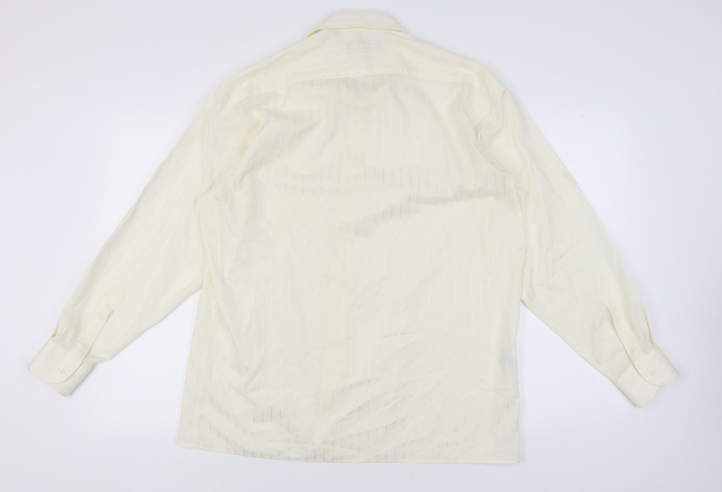 Peter England Men's Ivory Striped Dress Shirt L