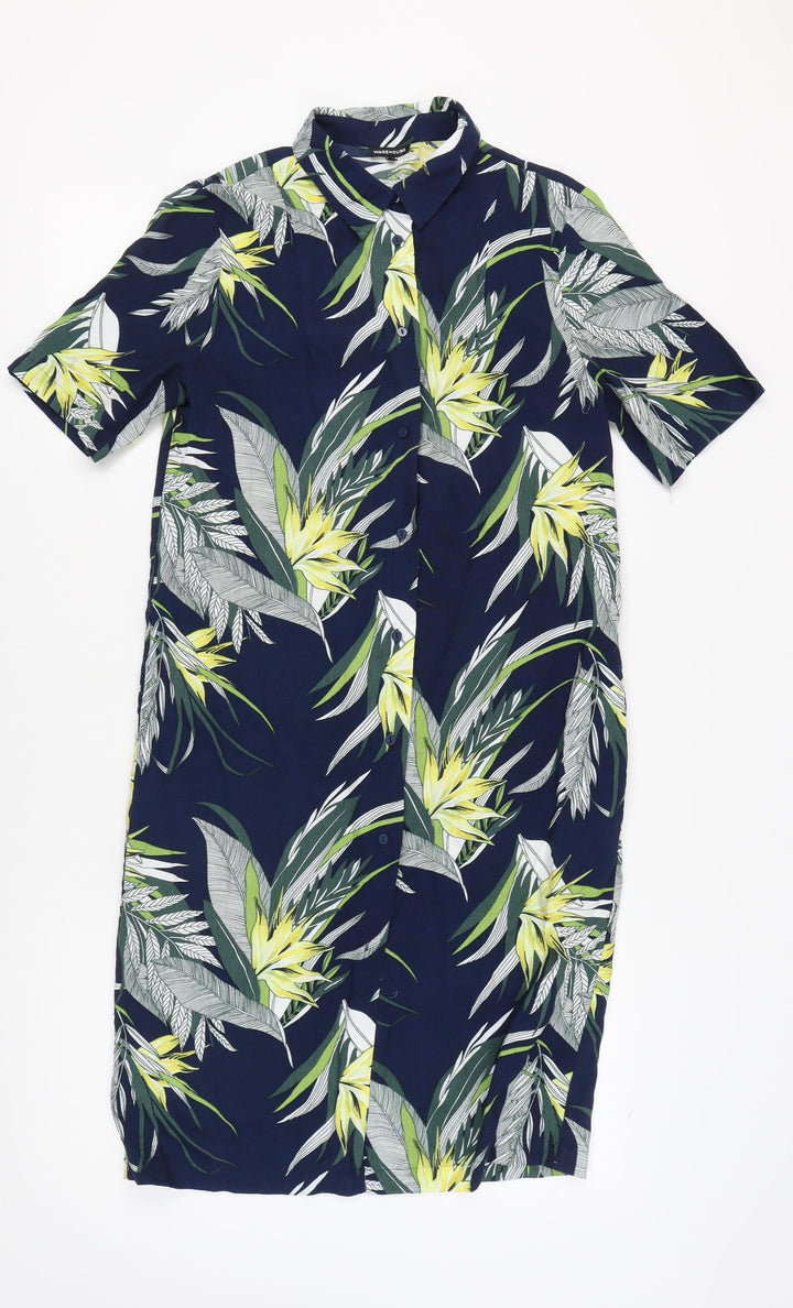 Warehouse Women's Multicoloured Floral Shirt Dress Size 10