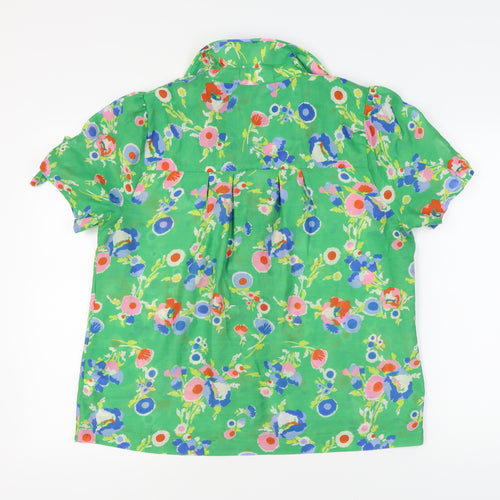 Next Women's Green Floral Blouse Size 16 Short Sleeve