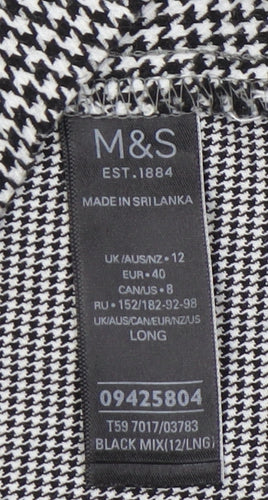 Marks and Spencer Women's Black Houndstooth Skirt Size 12