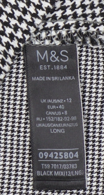 Marks and Spencer Women's Black Houndstooth Skirt Size 12