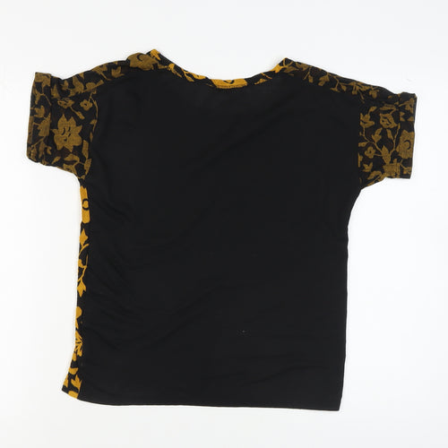 Miss Selfridge Women's Black Floral T-Shirt Size 6